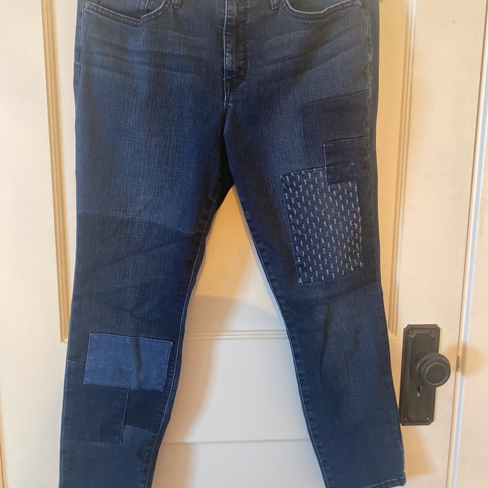 Denim jeans size 10p dark blue one with patches